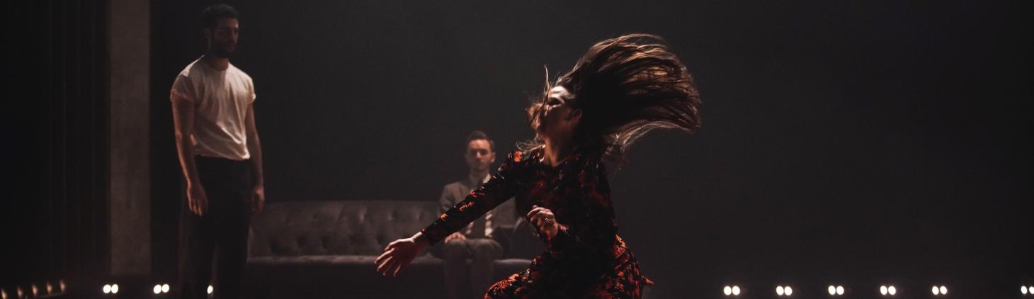 Image of Bobbi Jene Smith falling with her hair captured in dramatic motion